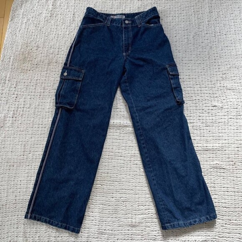 Womens Vintage Santa Barbara Wide Leg Cargo Jeans 28